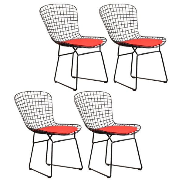 Sillas sin brazos de comedor de metal contemporáneo, respaldo abierto, silla lateral para uso doméstico