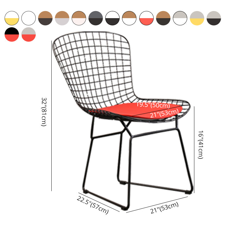 Sillas sin brazos de comedor de metal contemporáneo, respaldo abierto, silla lateral para uso doméstico