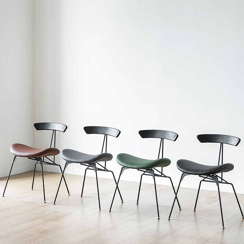 Silla lateral casera tapizada industrial con acabado mate, parte trasera abierta, sillas de comedor