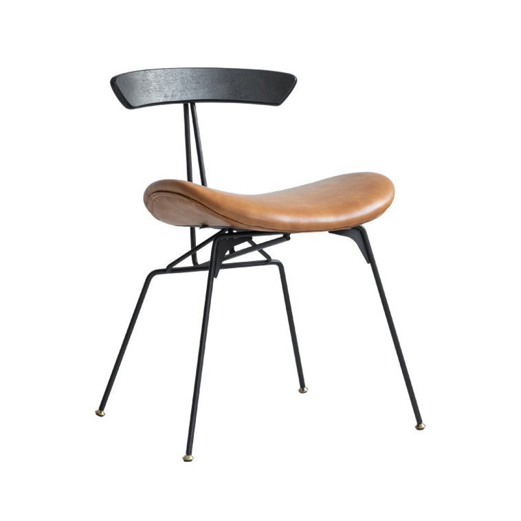 Silla lateral casera tapizada industrial con acabado mate, parte trasera abierta, sillas de comedor