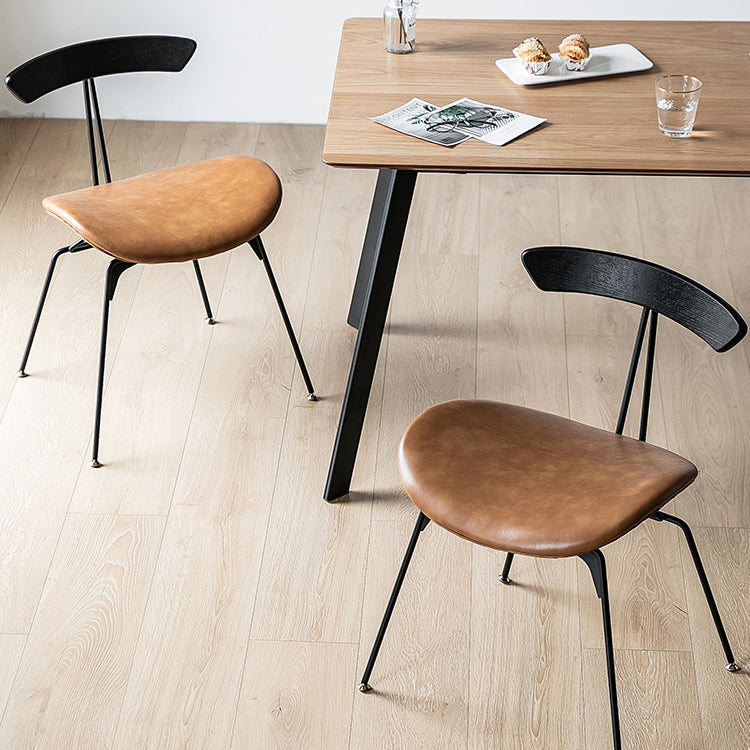 Silla lateral casera tapizada industrial con acabado mate, parte trasera abierta, sillas de comedor