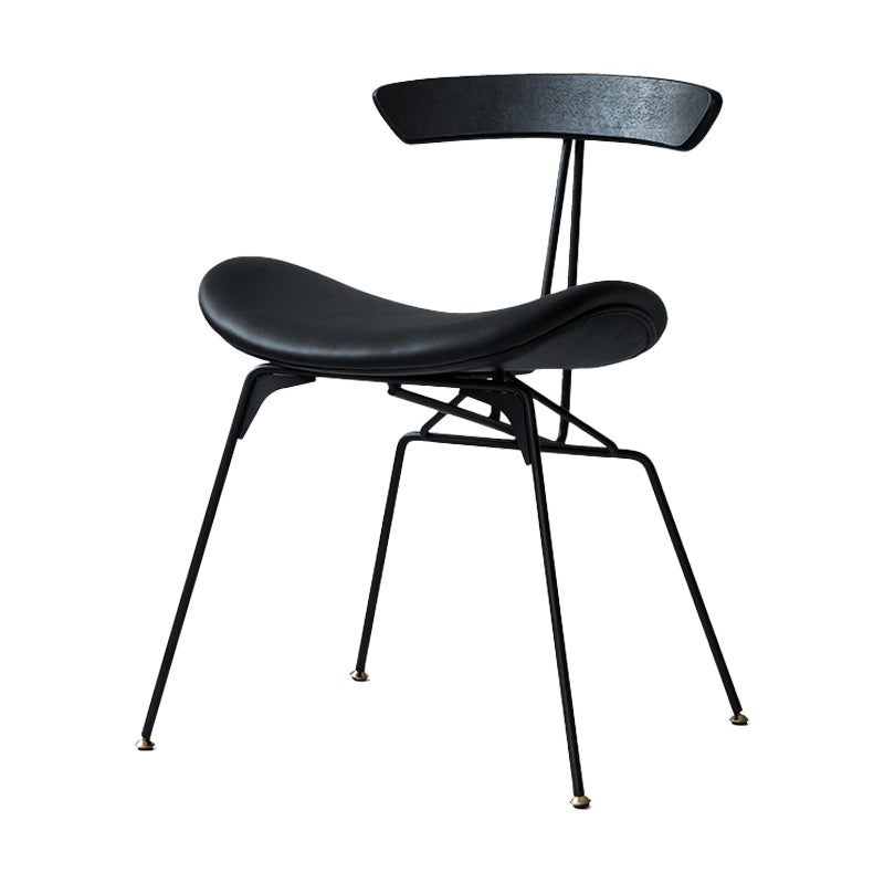 Silla lateral casera tapizada industrial con acabado mate, parte trasera abierta, sillas de comedor
