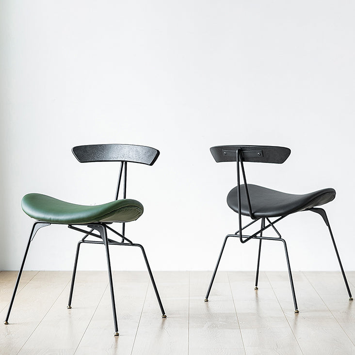 Silla lateral casera tapizada industrial con acabado mate, parte trasera abierta, sillas de comedor