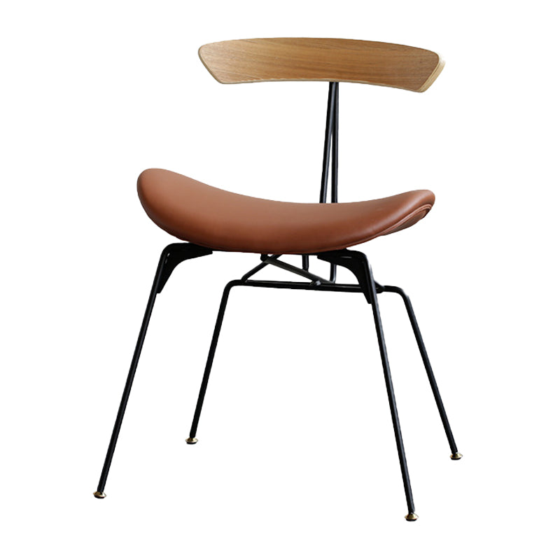 Silla lateral casera tapizada industrial con acabado mate, parte trasera abierta, sillas de comedor