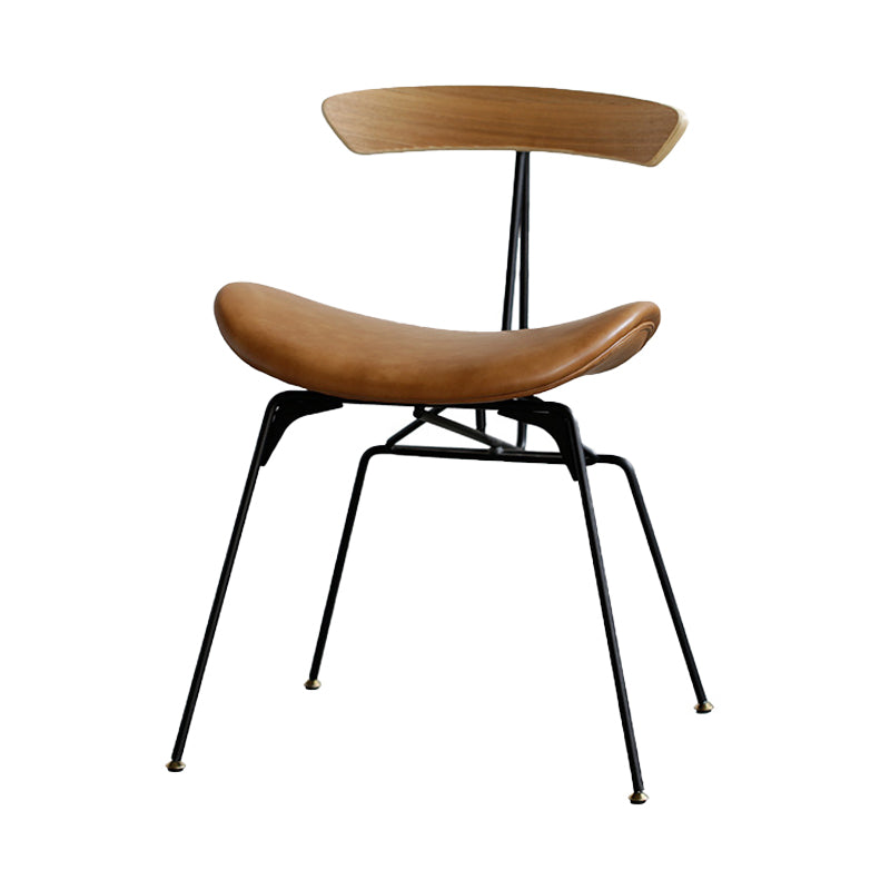 Silla lateral casera tapizada industrial con acabado mate, parte trasera abierta, sillas de comedor