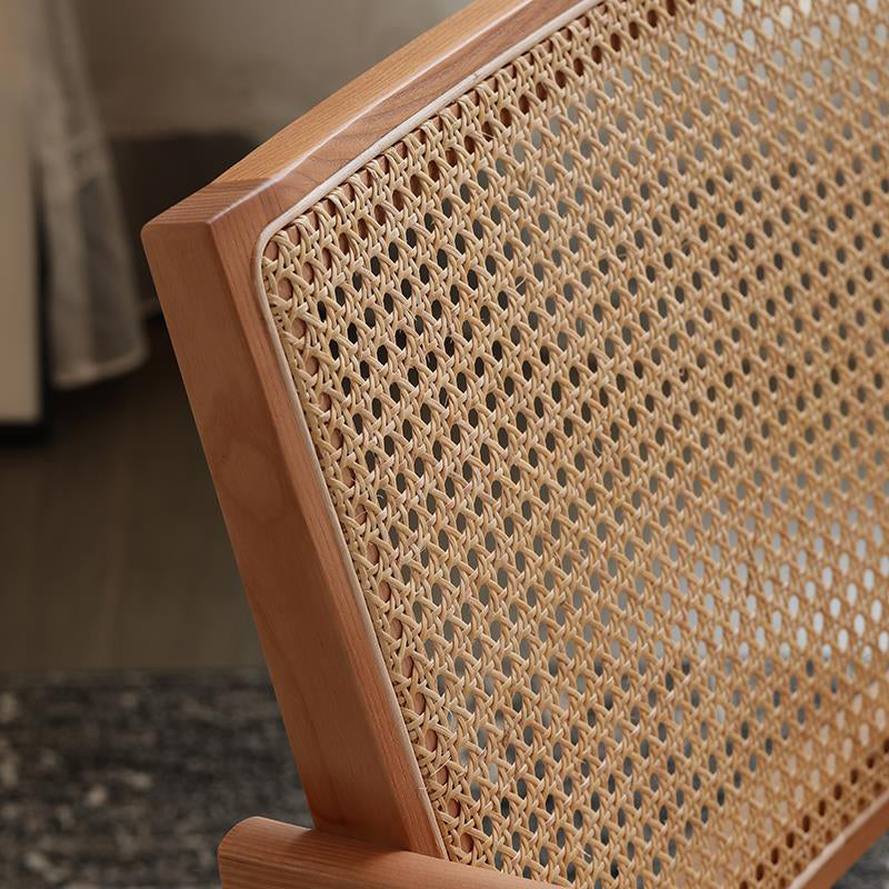 Silla de comedor de madera tradicional, sillón de comedor con respaldo de caña para uso doméstico