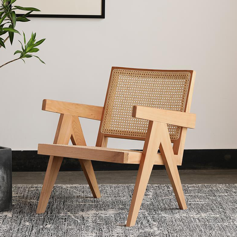 Silla de comedor de madera tradicional, sillón de comedor con respaldo de caña para uso doméstico