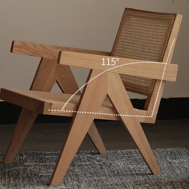 Silla de comedor de madera tradicional, sillón de comedor con respaldo de caña para uso doméstico