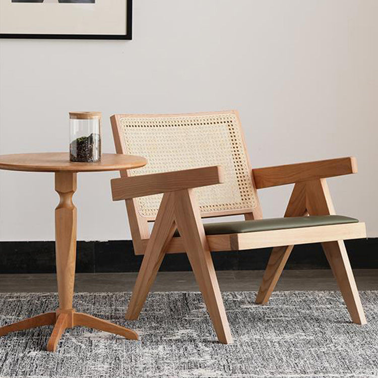Silla de comedor de madera tradicional, sillón de comedor con respaldo de caña para uso doméstico