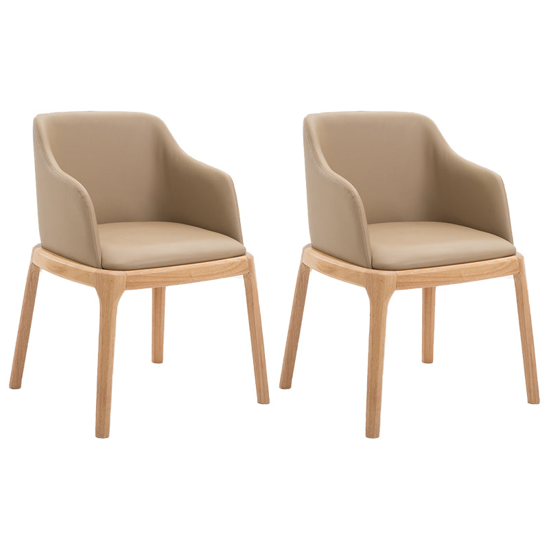 Chaise de salle à manger scandinave en cuir au fini mat (Ensemble de 2)