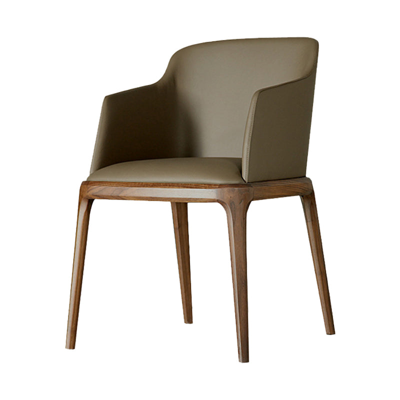 Silla de comedor escandinava de cuero con acabado mate y respaldo macizo (juego de 2)