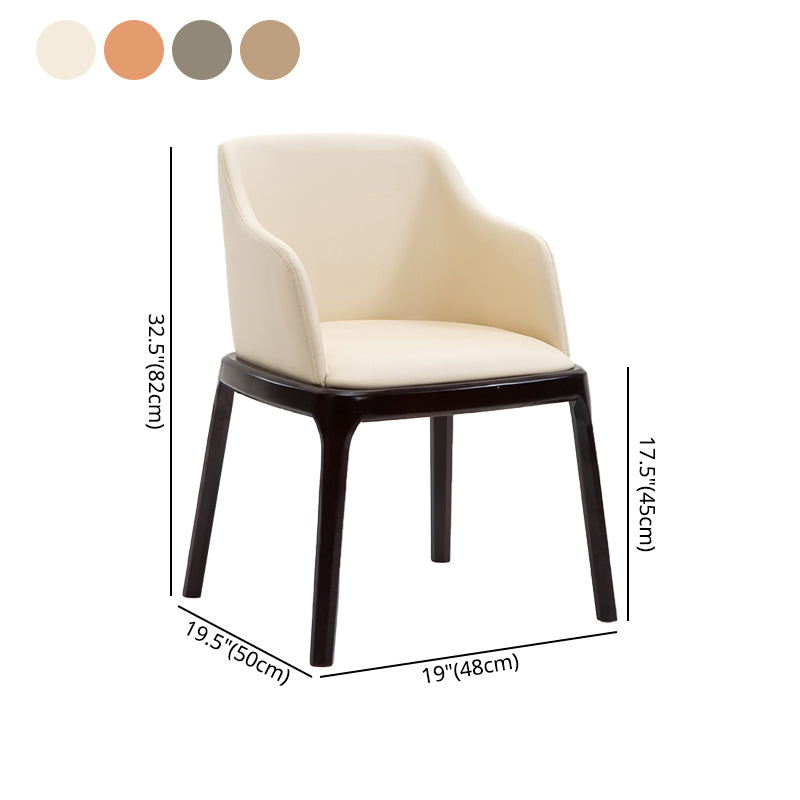 Silla de comedor escandinava de cuero con acabado mate y respaldo macizo (juego de 2)