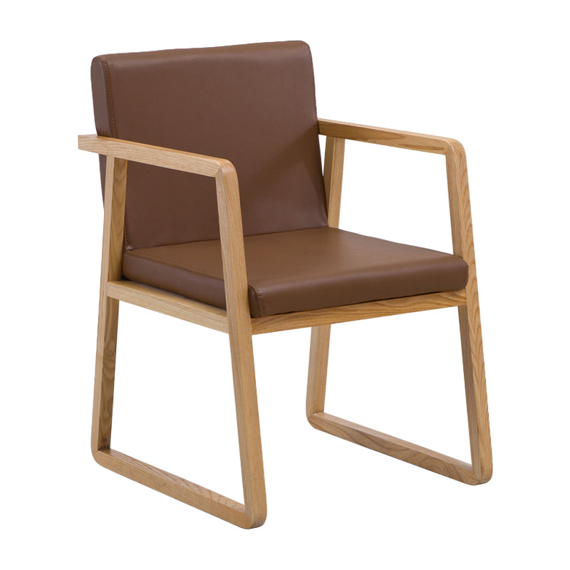 Chaise de salle à manger traditionnelle en bois, chaise de salle à manger à dossier solide avec bras
