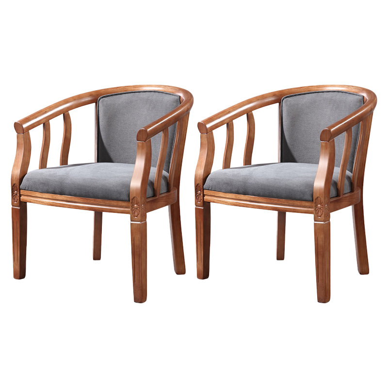 Silla sin brazos de comedor de madera tradicional, silla de comedor de tela de lino para restaurante