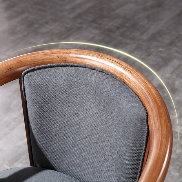 Silla sin brazos de comedor de madera tradicional, silla de comedor de tela de lino para restaurante