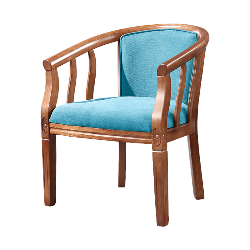 Silla sin brazos de comedor de madera tradicional, silla de comedor de tela de lino para restaurante