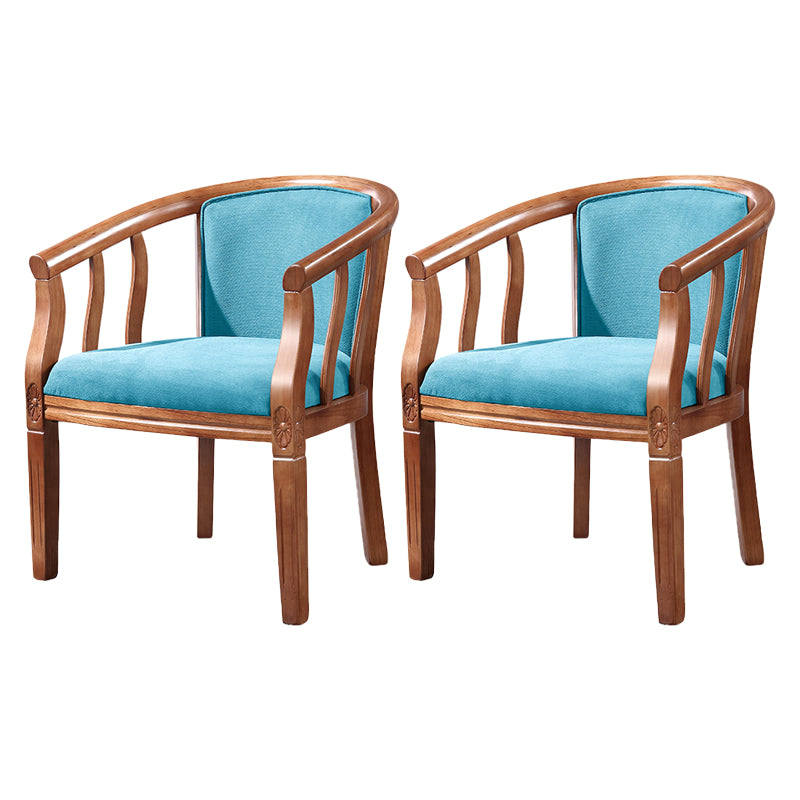 Silla sin brazos de comedor de madera tradicional, silla de comedor de tela de lino para restaurante