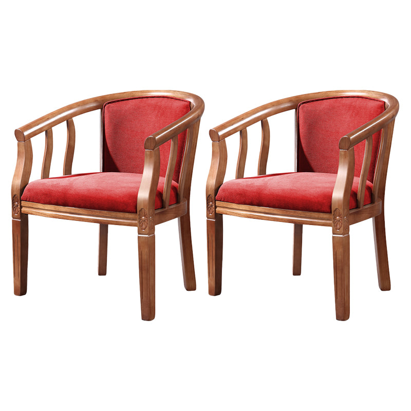 Silla sin brazos de comedor de madera tradicional, silla de comedor de tela de lino para restaurante