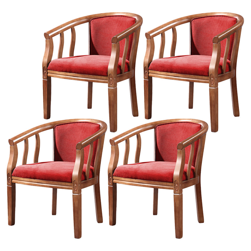 Silla sin brazos de comedor de madera tradicional, silla de comedor de tela de lino para restaurante
