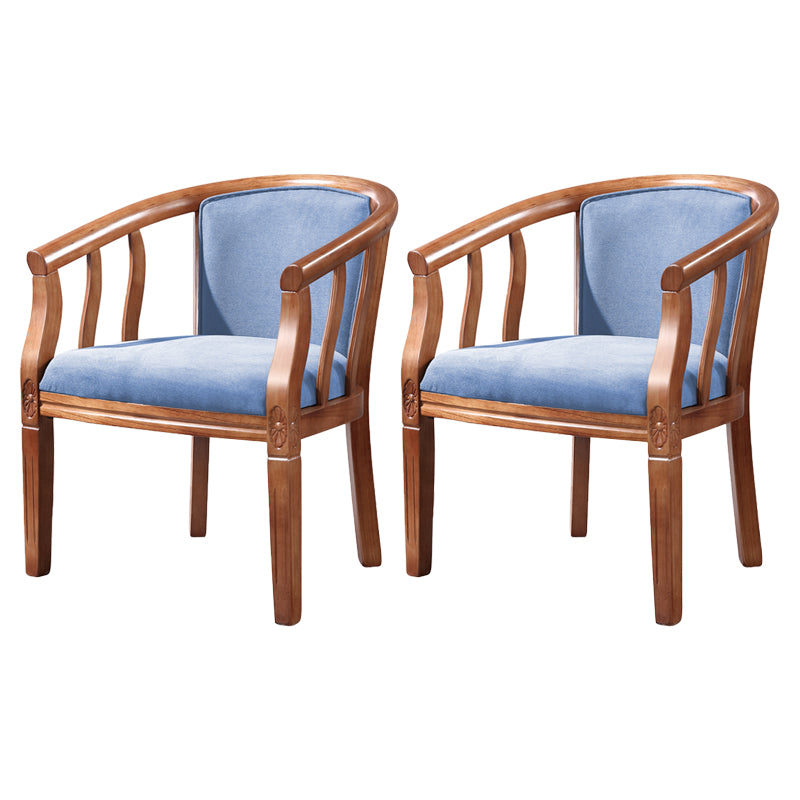 Silla sin brazos de comedor de madera tradicional, silla de comedor de tela de lino para restaurante