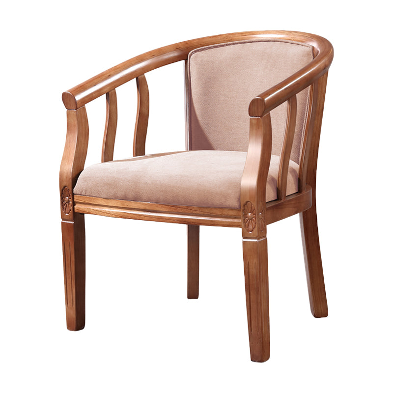 Silla sin brazos de comedor de madera tradicional, silla de comedor de tela de lino para restaurante