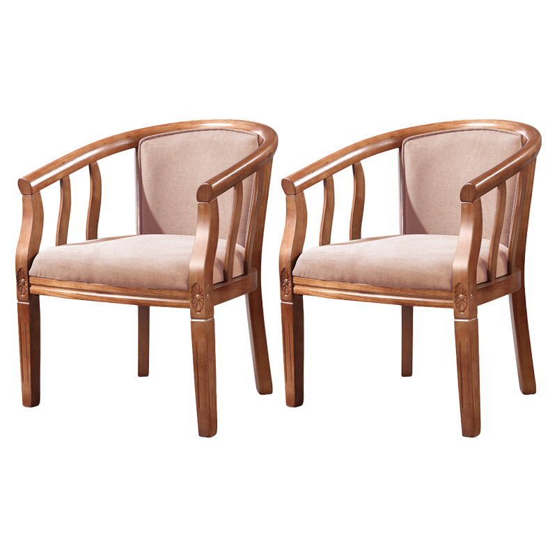 Silla sin brazos de comedor de madera tradicional, silla de comedor de tela de lino para restaurante