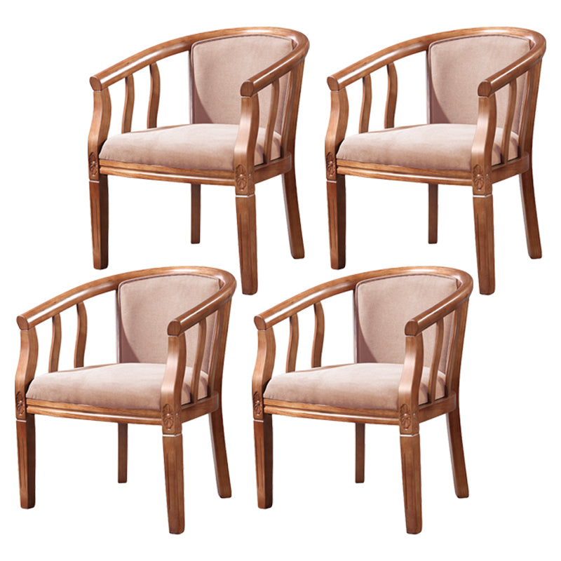 Silla sin brazos de comedor de madera tradicional, silla de comedor de tela de lino para restaurante