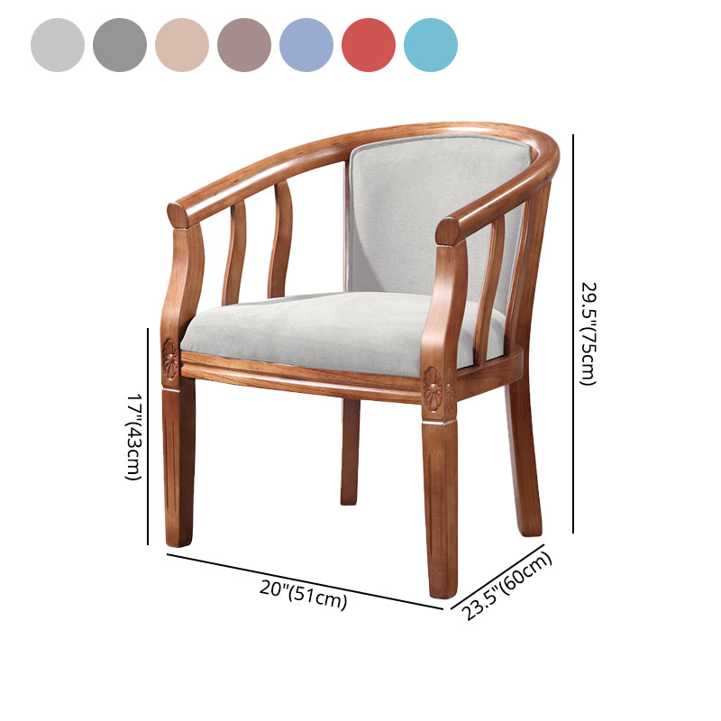 Silla sin brazos de comedor de madera tradicional, silla de comedor de tela de lino para restaurante