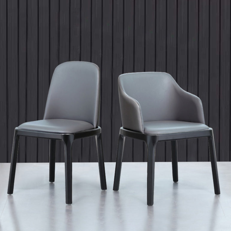 Silla auxiliar Industrial Ash Parsons de cuero con acabado mate (juego de 2)