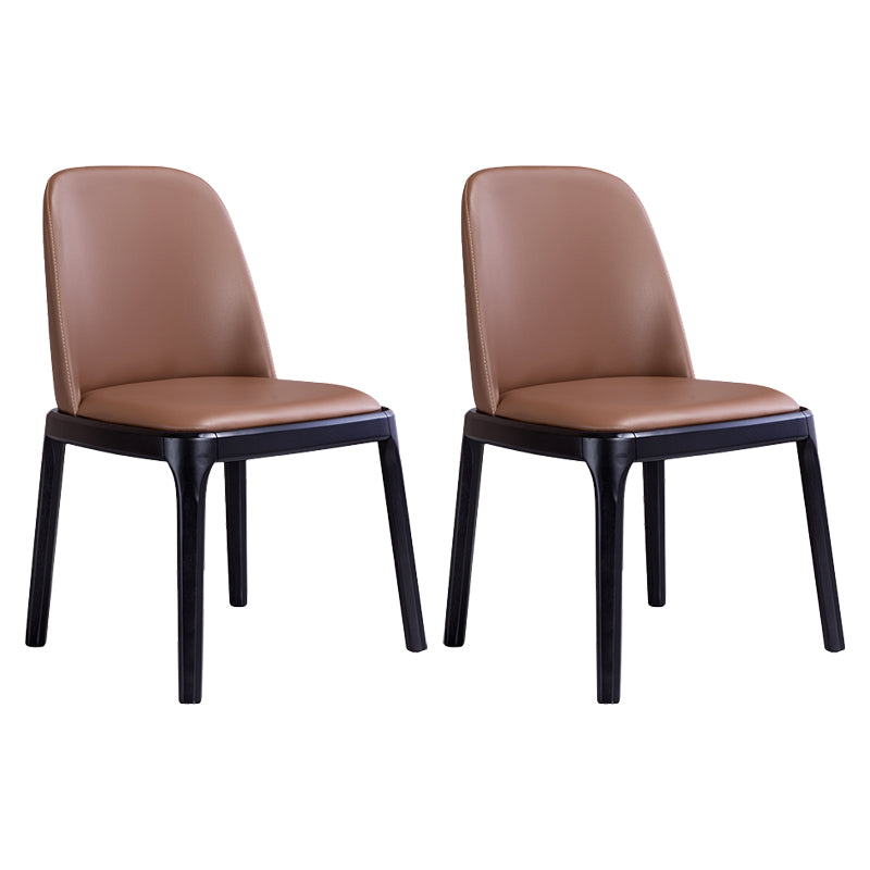 Industriel Frêne Chaise d'appoint Parsons Chaise de salle à manger en cuir au fini mat (Ensemble de 2)