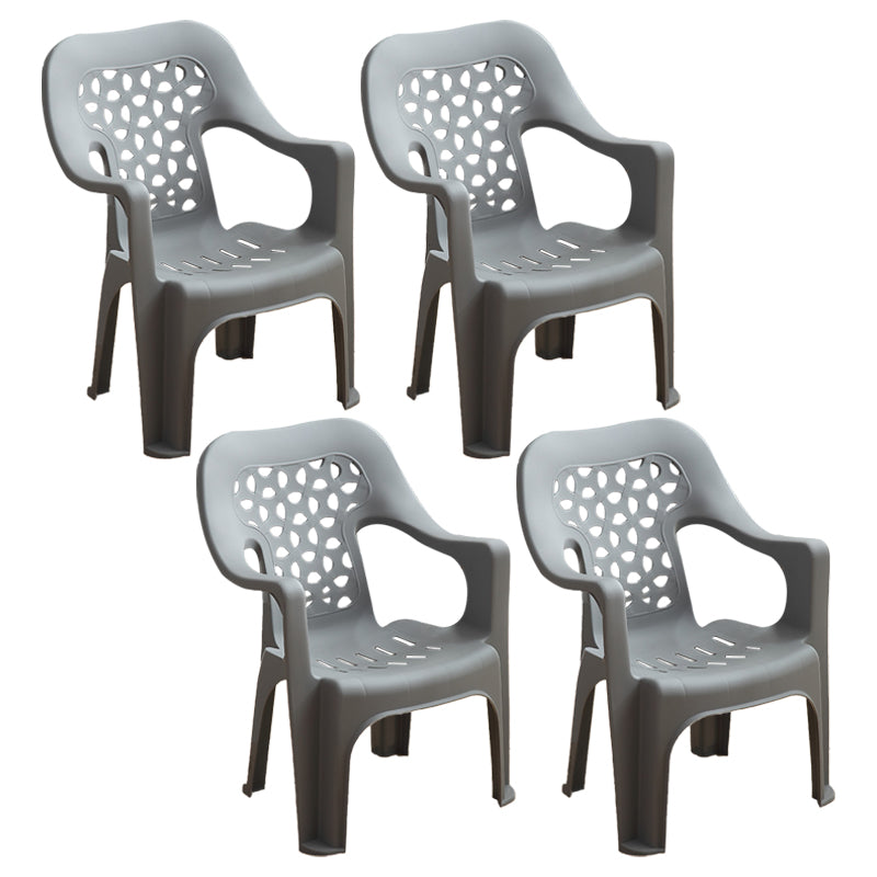Chaise latérale de salle à manger de style moderne, chaise latérale de salle à manger à dossier ouvert en plastique avec bras