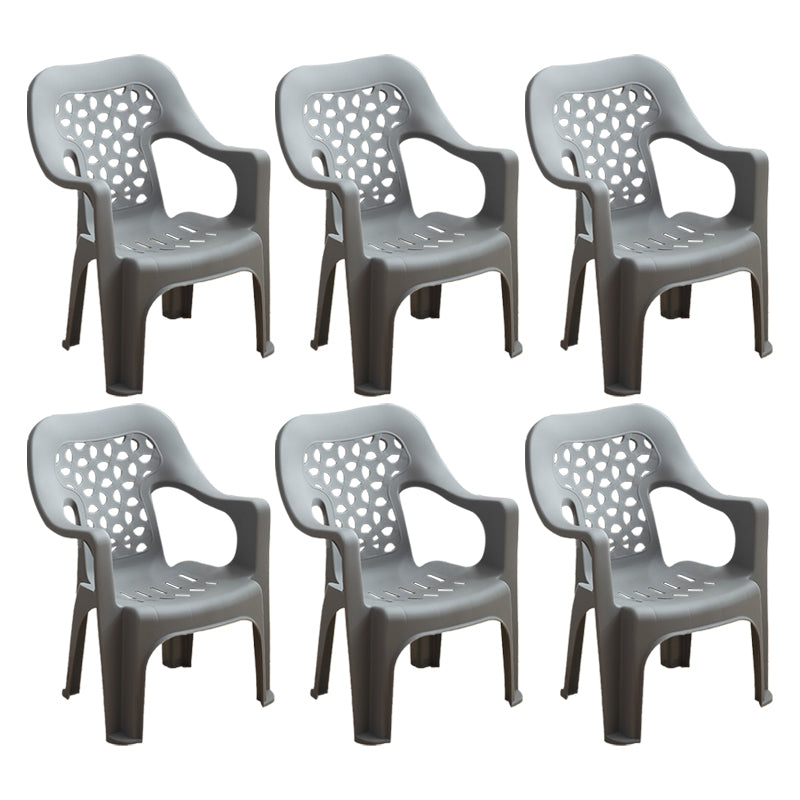 Chaise latérale de salle à manger de style moderne, chaise latérale de salle à manger à dossier ouvert en plastique avec bras