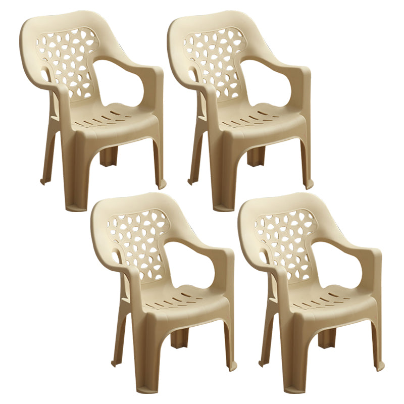 Chaise latérale de salle à manger de style moderne, chaise latérale de salle à manger à dossier ouvert en plastique avec bras