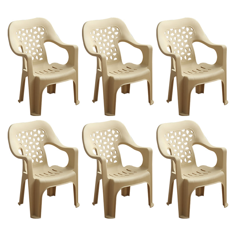 Chaise latérale de salle à manger de style moderne, chaise latérale de salle à manger à dossier ouvert en plastique avec bras