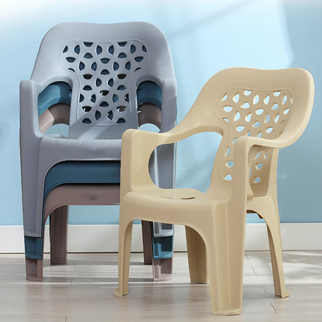 Chaise latérale de salle à manger de style moderne, chaise latérale de salle à manger à dossier ouvert en plastique avec bras
