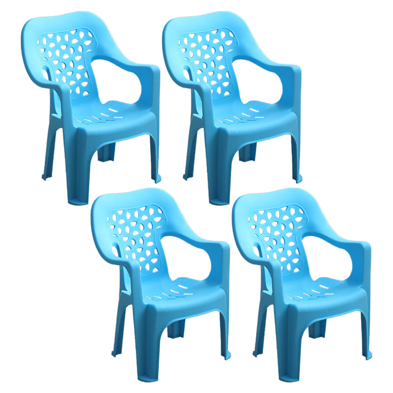Chaise latérale de salle à manger de style moderne, chaise latérale de salle à manger à dossier ouvert en plastique avec bras