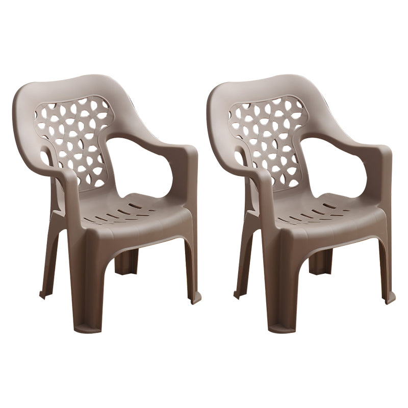 Chaise latérale de salle à manger de style moderne, chaise latérale de salle à manger à dossier ouvert en plastique avec bras