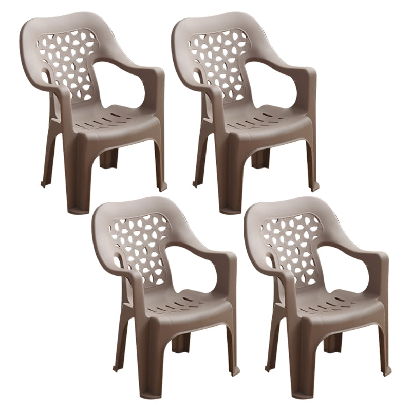 Chaise latérale de salle à manger de style moderne, chaise latérale de salle à manger à dossier ouvert en plastique avec bras