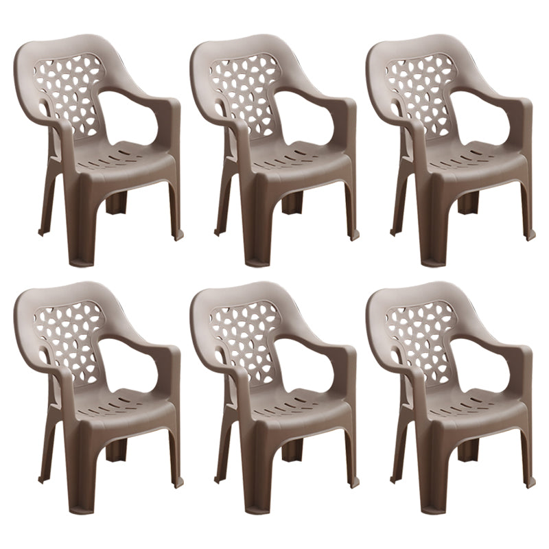 Chaise latérale de salle à manger de style moderne, chaise latérale de salle à manger à dossier ouvert en plastique avec bras