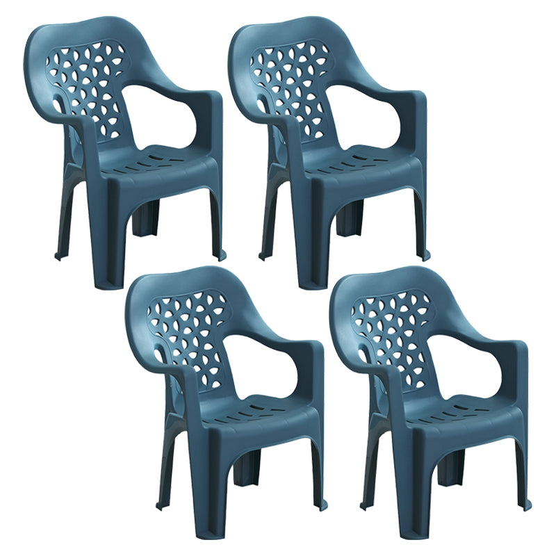 Chaise latérale de salle à manger de style moderne, chaise latérale de salle à manger à dossier ouvert en plastique avec bras