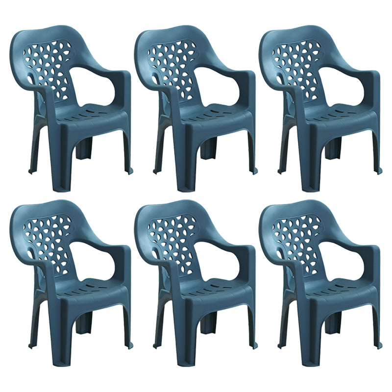 Chaise latérale de salle à manger de style moderne, chaise latérale de salle à manger à dossier ouvert en plastique avec bras