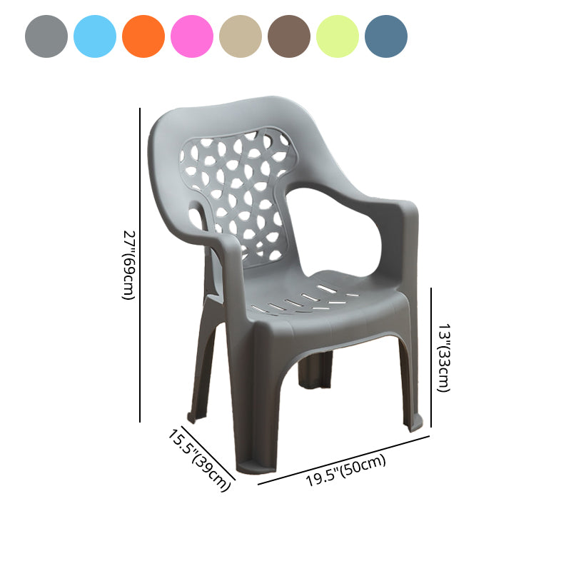 Chaise latérale de salle à manger de style moderne, chaise latérale de salle à manger à dossier ouvert en plastique avec bras