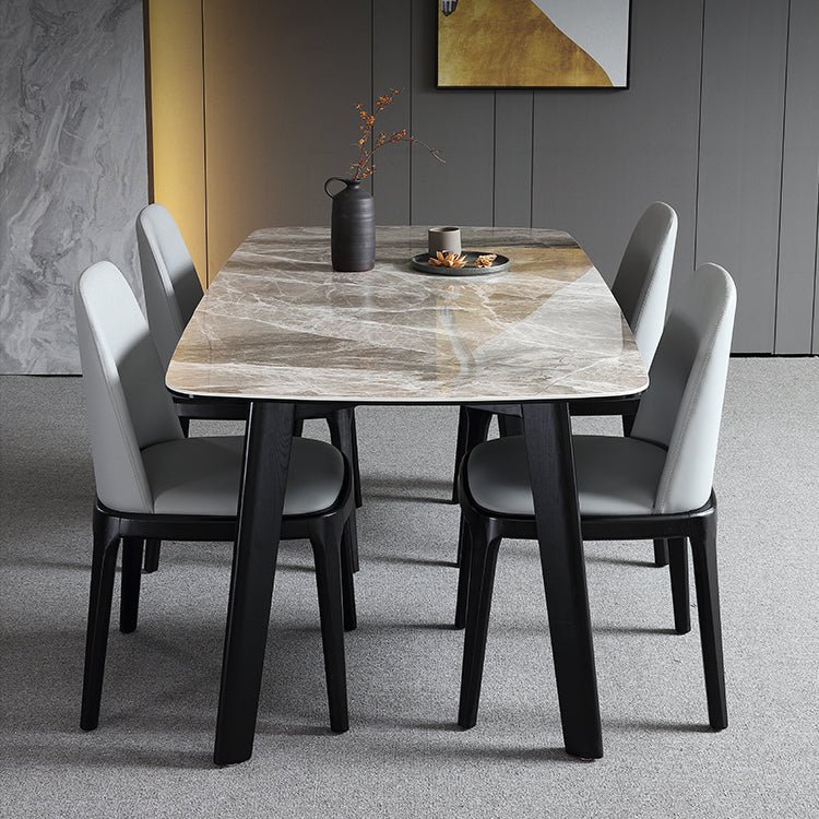 Chaise de salle à manger industrielle en bois, chaises sans accoudoirs en Faux cuir pour usage domestique