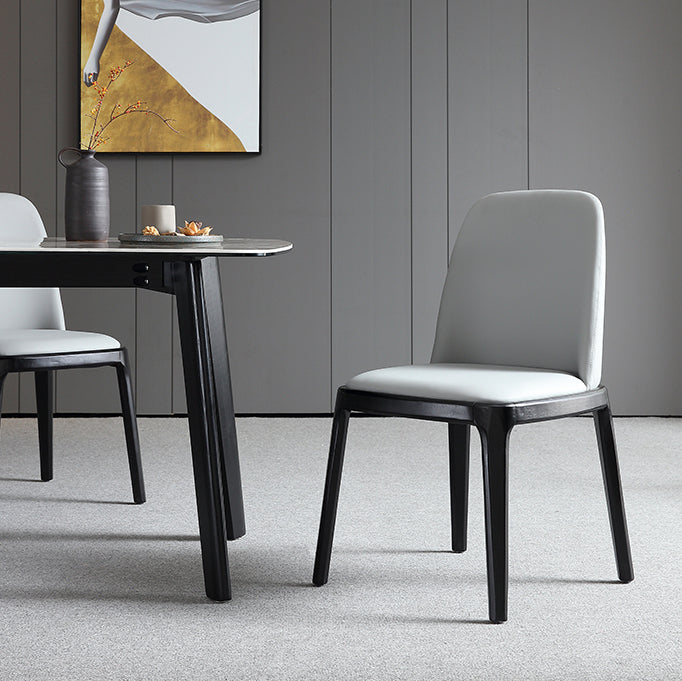 Chaise de salle à manger industrielle en bois, chaises sans accoudoirs en Faux cuir pour usage domestique
