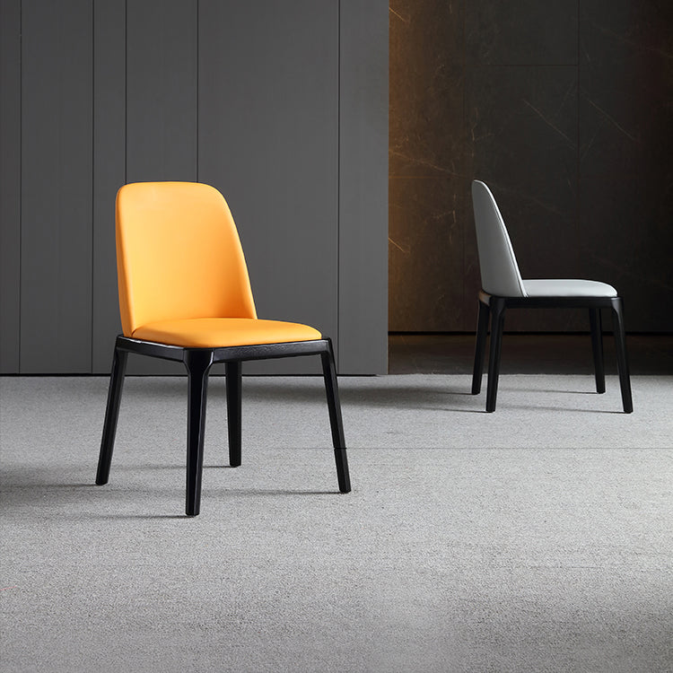Chaise de salle à manger industrielle en bois, chaises sans accoudoirs en Faux cuir pour usage domestique