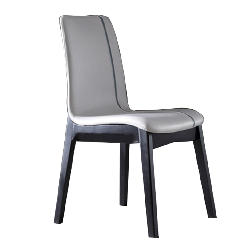 Scandinavian Indoor Side Chair Wood Upholstered Solid Back Single Dining Room Chair