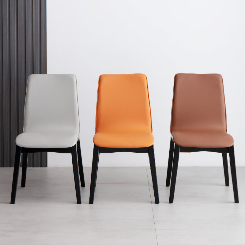 Scandinavian Indoor Side Chair Wood Upholstered Solid Back Single Dining Room Chair