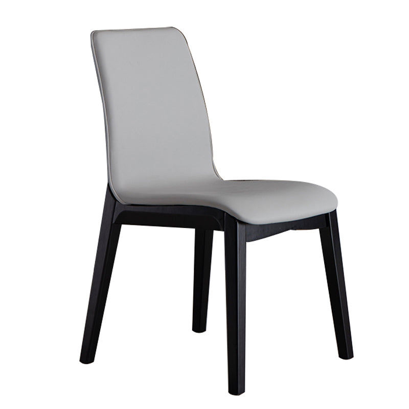 Scandinavian Indoor Side Chair Wood Upholstered Solid Back Single Dining Room Chair