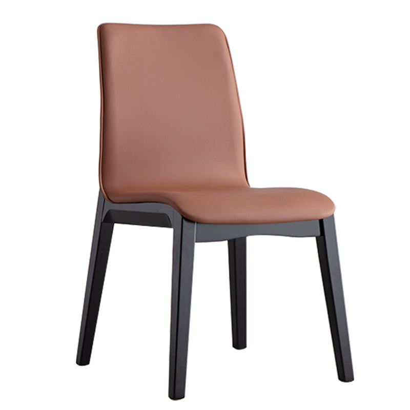Scandinavian Indoor Side Chair Wood Upholstered Solid Back Single Dining Room Chair