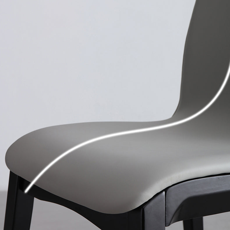 Scandinavian Indoor Side Chair Wood Upholstered Solid Back Single Dining Room Chair